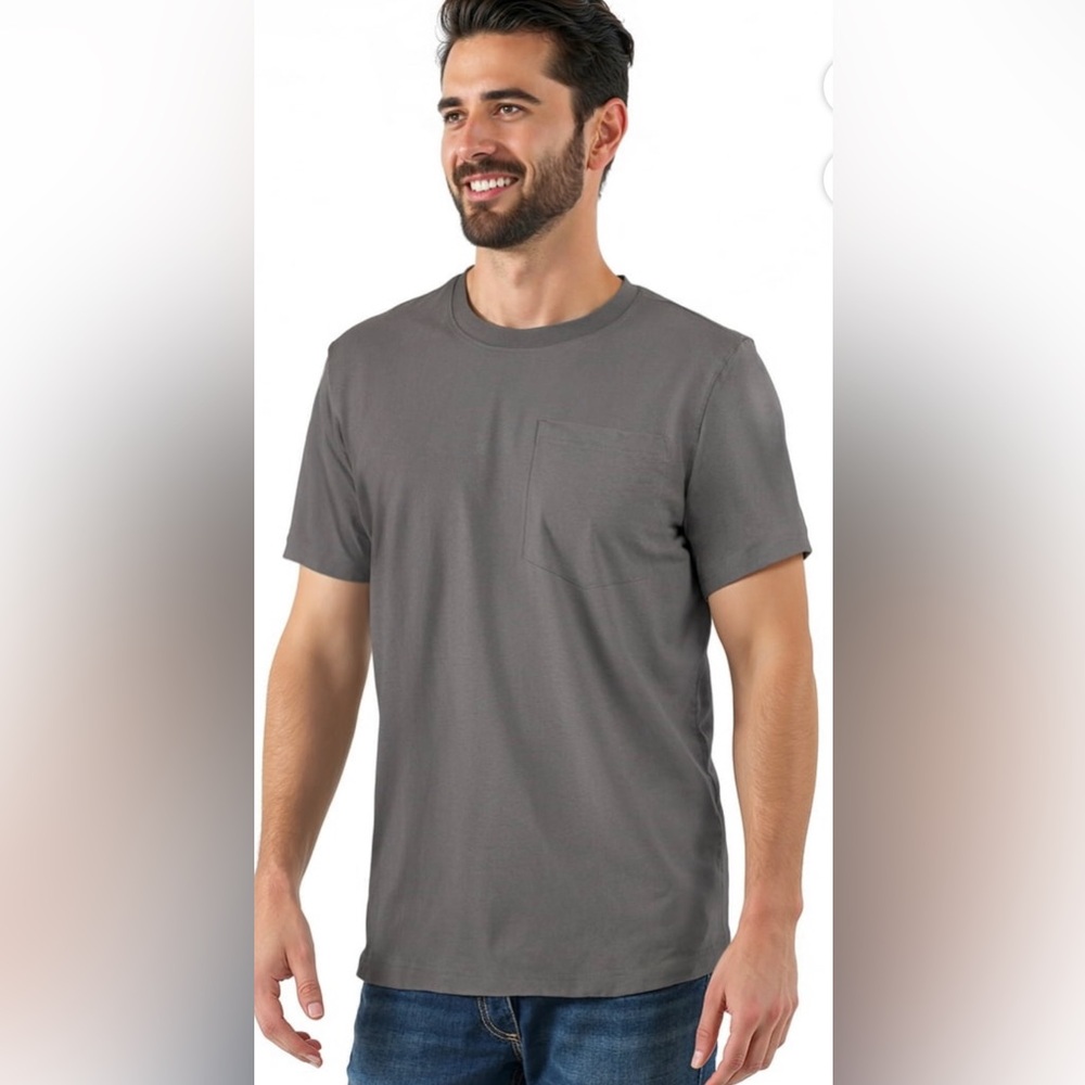 BRAHMA Mens Basic Tee With Pocket Size 2XL Gray Cotton Polyester NWOT